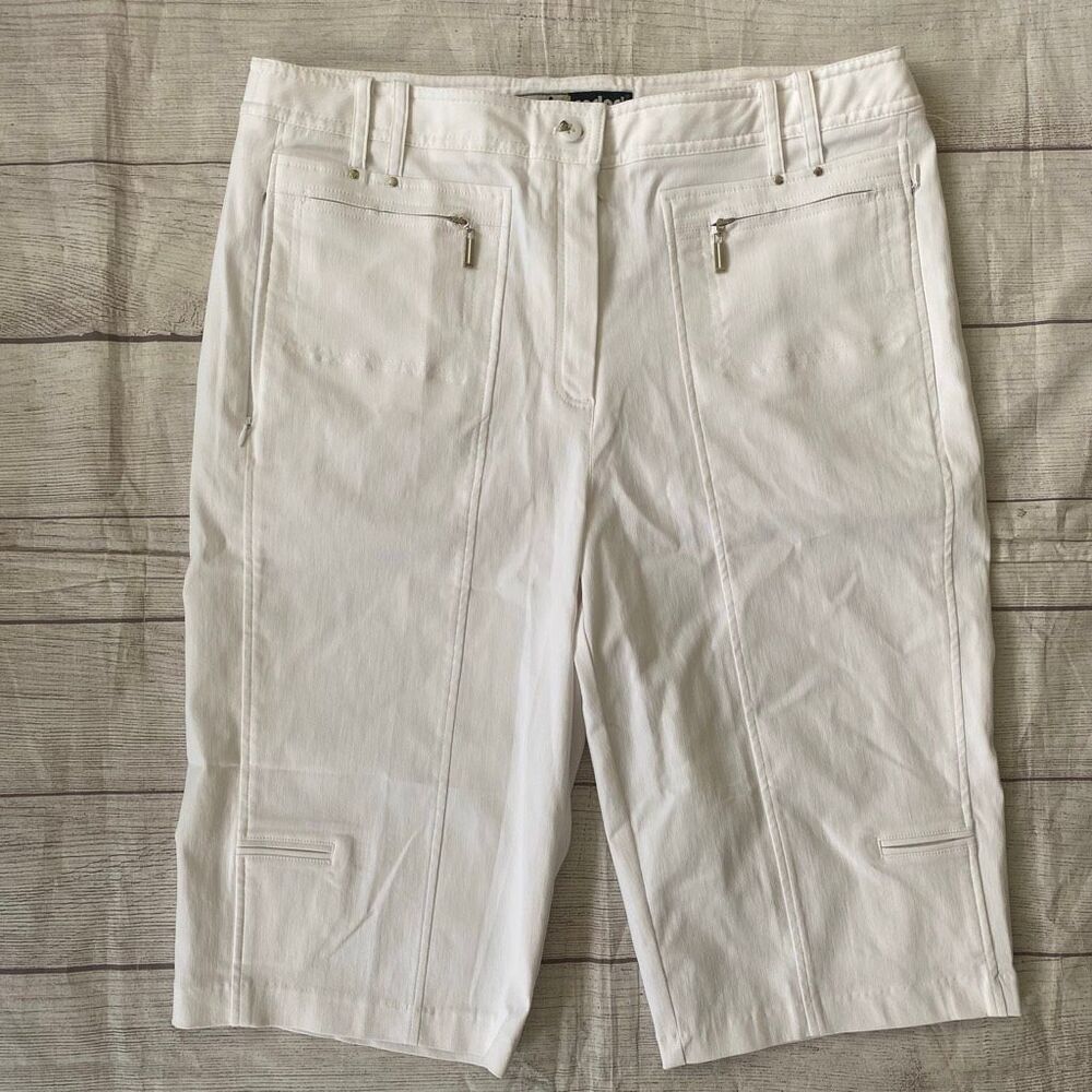Jamie Sadock women 14 bermuda stretch golf shorts w/zip pockets brand new white